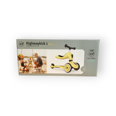 Trotinetă copii 2in1 premium Scoot & Ride HighwayKick 1 Lemon, cu șezut, sistem anti-răsturnare, reglabilă 1–5 ani (max. 50 kg) [17]