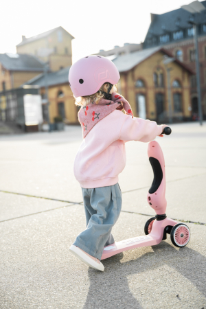 Trotinetă copii 2in1 premium Scoot & Ride HighwayKick 1 Rose, cu șezut, sistem anti-răsturnare, reglabilă 1–5 ani (max. 50 kg) [21]