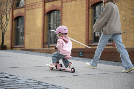 Trotinetă copii 2in1 premium Scoot & Ride HighwayKick 1 Rose, cu șezut, sistem anti-răsturnare, reglabilă 1–5 ani (max. 50 kg) [15]
