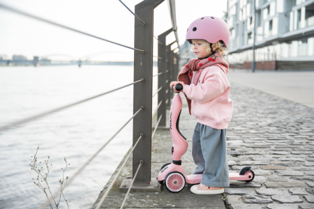 Trotinetă copii 2in1 premium Scoot & Ride HighwayKick 1 Rose, cu șezut, sistem anti-răsturnare, reglabilă 1–5 ani (max. 50 kg) [26]