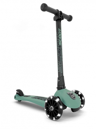 Trotineta copii pliabila, reglabila, roti luminoase, Highwaykick 3 Led Forest, 3-6 ani, pana la 50 kg, Scoot & Ride