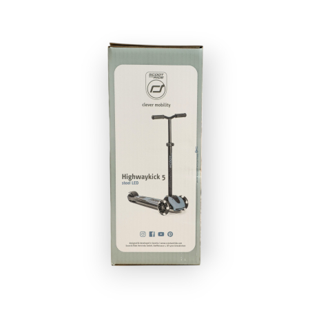 Trotinetă Premium Copii Scoot & Ride Highwaykick 5 LED Steel – Reglabilă, Roți Luminoase, 5 Ani+, până la 80 kg [6]