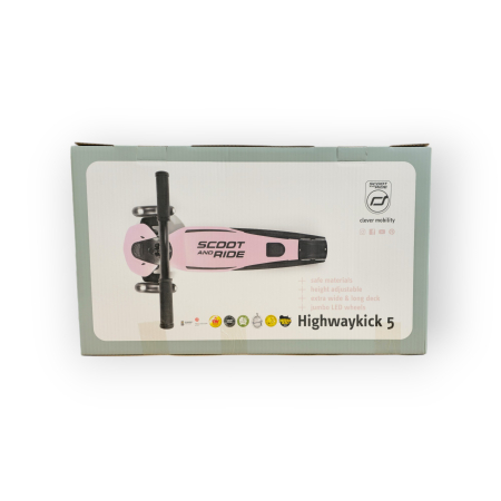 Trotinetă Premium Copii Scoot & Ride Highwaykick 5 LED Rose – Reglabilă, Roți Luminoase, 5 Ani+, până la 80 kg [3]