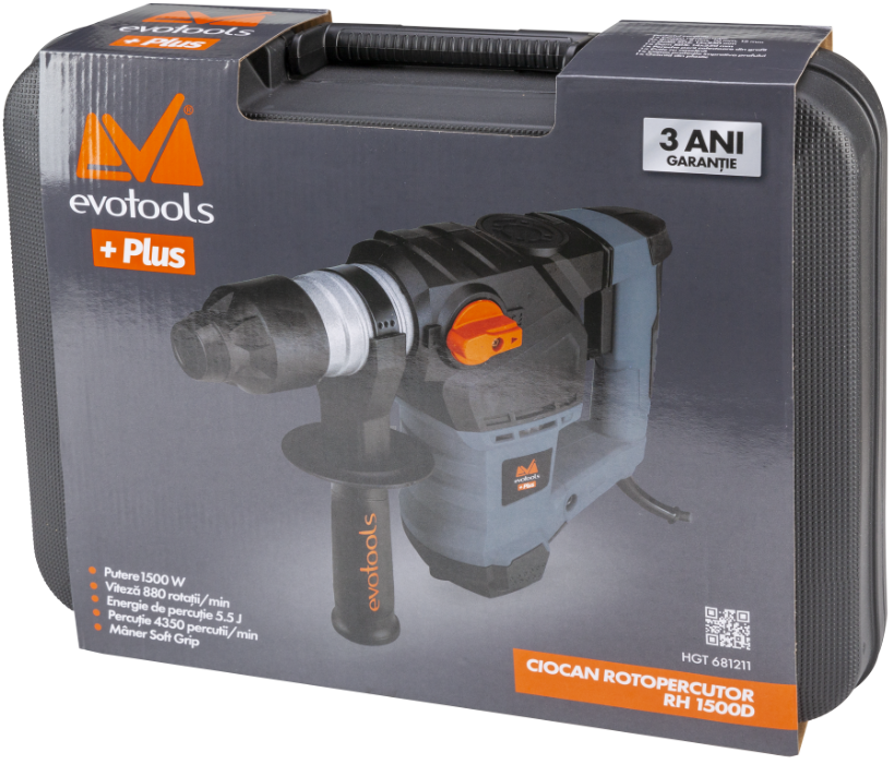 Ciocan Rotopercutor RH 1500D EPTO PLUS SDS plus 1500W 880rpm 5.5J EVOTOOLS [6]