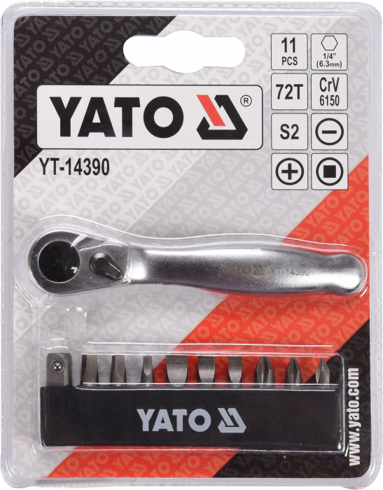 Set biti cu clichet YATO 1/4 11buc [3]