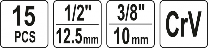 Set universal pentru frana YATO 1/2-3/8 15buc CrV [5]