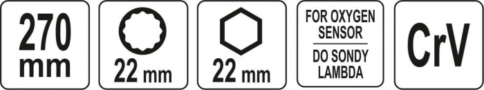 Cheie pentru sonda lambda 2 fete YATO 22mm 270mm CrV [6]