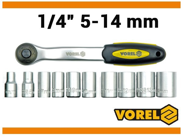 Set chei tubulare VOREL, cu antrenor, 1/4", 11buc [2]