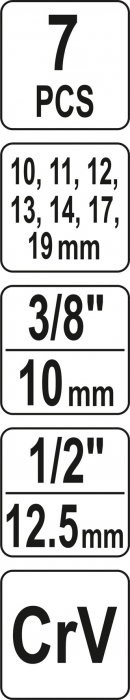Set chei injectoare 3/8-1/2 YATO 10-19mm CrV 7buc [4]