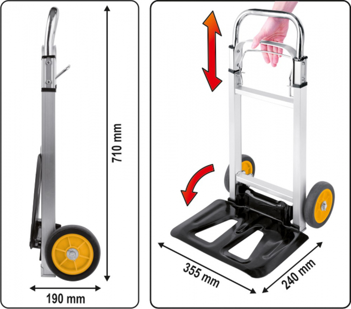 Carucior pentru transport pliabil VOREL aluminiu 660mm max 90kg [6]