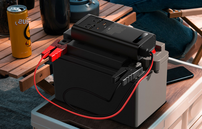 Invertor auto electric de putere BASEUS IGBT 2 X AC, USB-C, USB-A, 300W 220V (CN / EU) (negru) CGNB010101 [8]