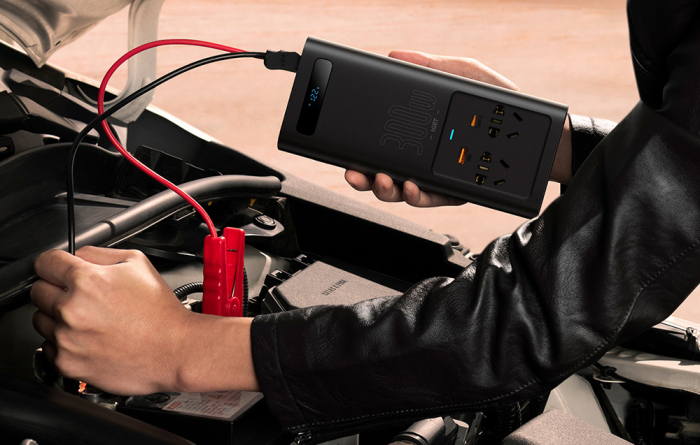Invertor auto electric de putere BASEUS IGBT 2 X AC, USB-C, USB-A, 300W 220V (CN / EU) (negru) CGNB010101 [7]