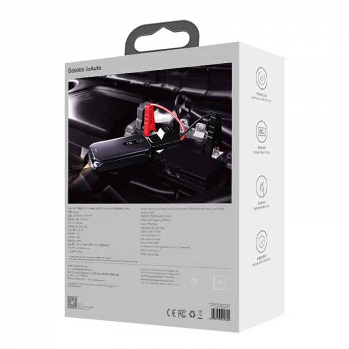 Acumulator extern pentru pornire/incarcare auto BASEUS Super Energy 12000mAh, 1000A, USB (negru) CRJS03-01 [8]