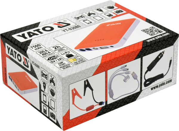 Acumulator extern YATO, pentru pornire/incarcare auto, Li-Po, 7500mAh, cu functie boost [5]