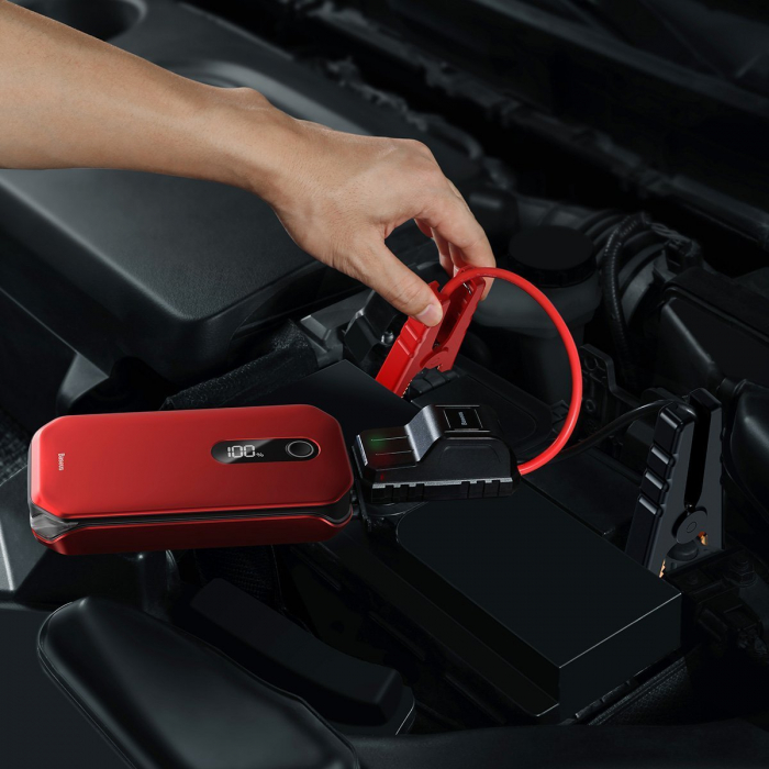 Acumulator extern pentru pornire/incarcare auto BASEUS Super Energy 12000mAh, 1000A, USB (rosu) CRJS03-09 [9]