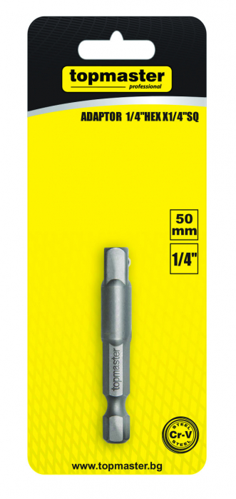 Adaptor 1/4" hex x 1/4 patrat 50mm Top Master Pro [2]