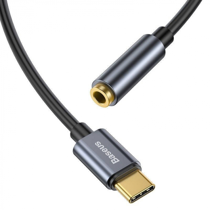 Adaptor audio BASEUS L54 USB-C + mini mufa 3.5mm pentru casti (negru+gri) [3]
