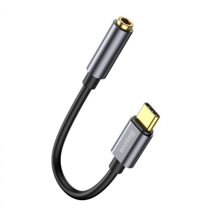 Adaptor audio BASEUS L54 USB-C + mini mufa 3.5mm pentru casti (negru+gri) [5]