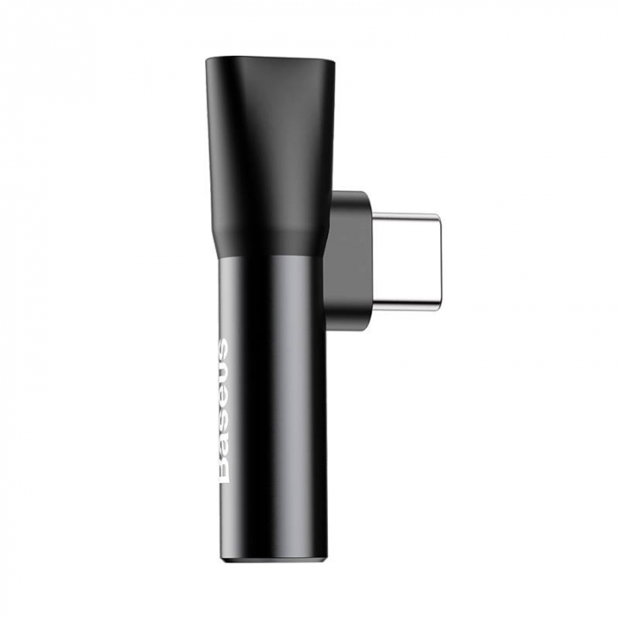 Adaptor audio BASEUS USB-C la mini mufa 3,5 mm + USB-C (negru) CATL41-01 [4]
