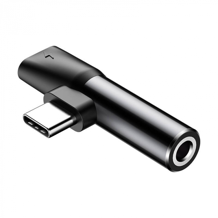 Adaptor audio BASEUS USB-C la mini mufa 3,5 mm + USB-C (negru) CATL41-01 [6]