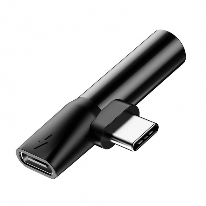 Adaptor audio BASEUS USB-C la mini mufa 3,5 mm + USB-C (negru) CATL41-01 [3]