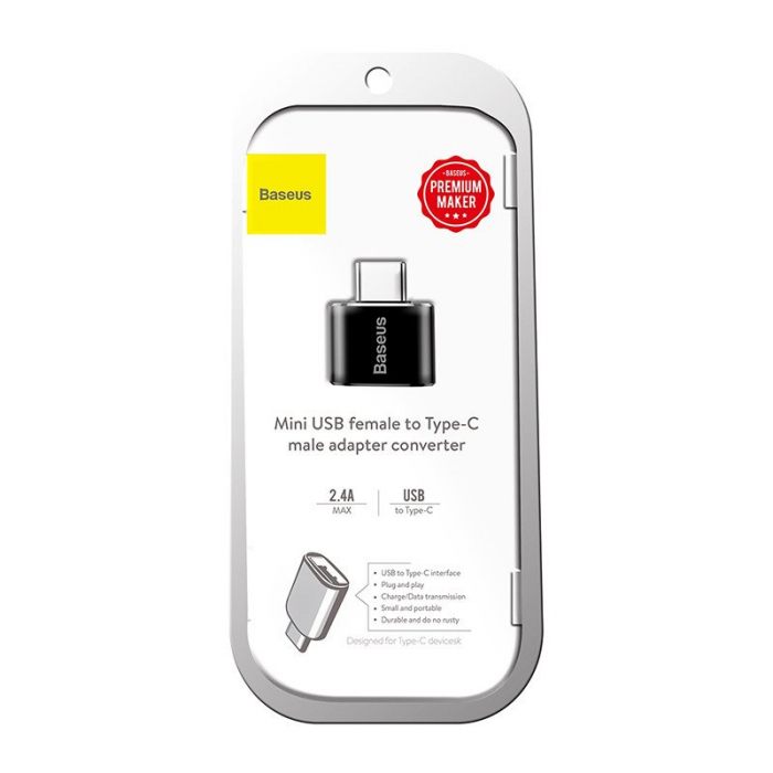 Adaptor conversie BASEUS USB la USB-C 2.4A (negru) CATOTG-01 [11]