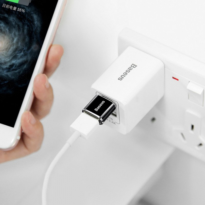 Adaptor conversie BASEUS USB la USB-C 2.4A (negru) CATOTG-01 [10]