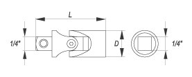 Adaptor cu bila YATO, articulatie cardanica, 1/4", CrV [2]