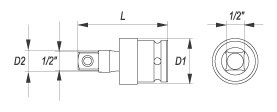 Adaptor cu bila YATO, de impact, 1/2", CrMo [3]