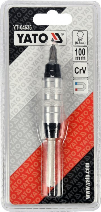 Adaptor unghiular pentru biti YATO 1/4 100mm CrV unghi 30° [5]