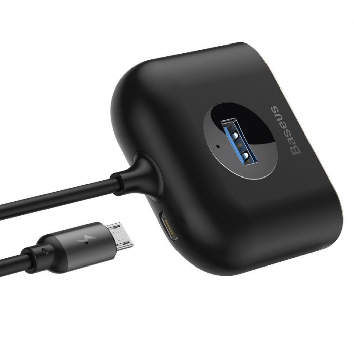 Adaptor USB BASEUS Square Round HUB USB 3.0 + 3x USB 2.0 1m (negru) CAHUB-AY01 [4]