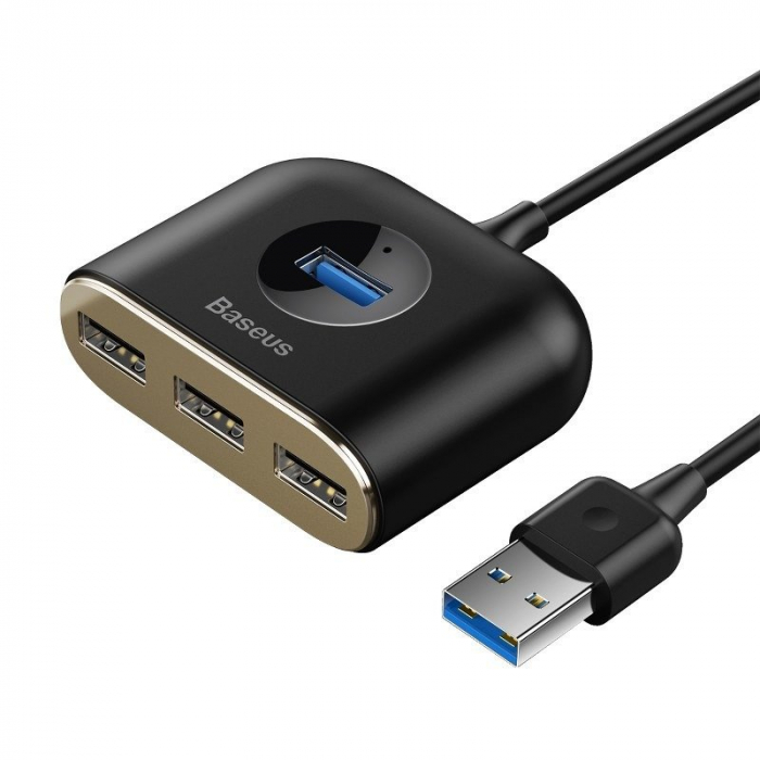 Adaptor USB BASEUS Square Round HUB USB 3.0 + 3x USB 2.0 1m (negru) CAHUB-AY01 [2]