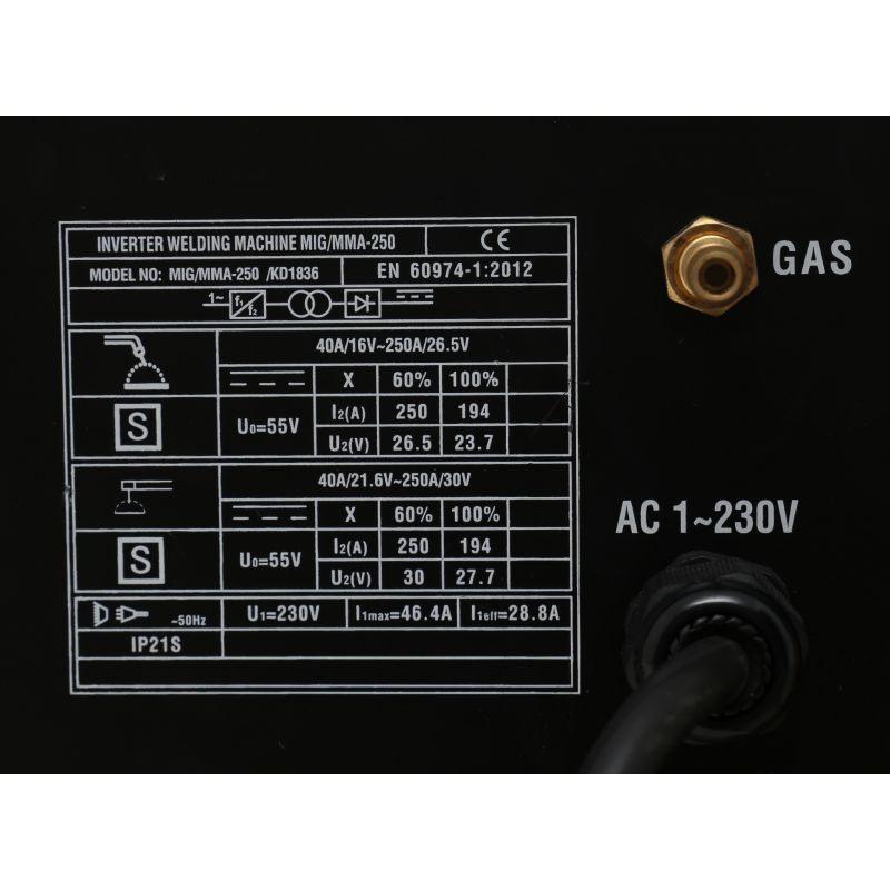 Aparat Sudura Invertor KRAFT&DELE MIG-MAG / MMA 250A KD1836 [12]