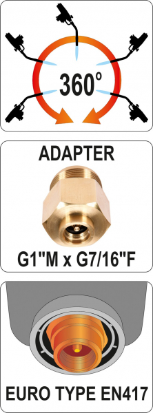 Arzator cu Gaz YATO, Aprindere Piezo, Alama, 2800 °C [5]