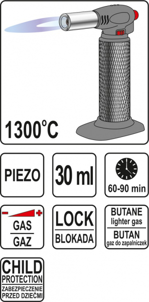Arzator cu gaz YATO, piezo, 30ml, 1300 °C [3]