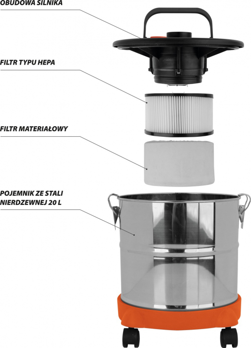 Aspirator pentru cenusa VOREL 800W 20L [2]