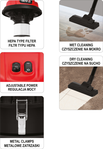 Aspirator umed/uscat YATO, 2400W, 70L, negru [4]