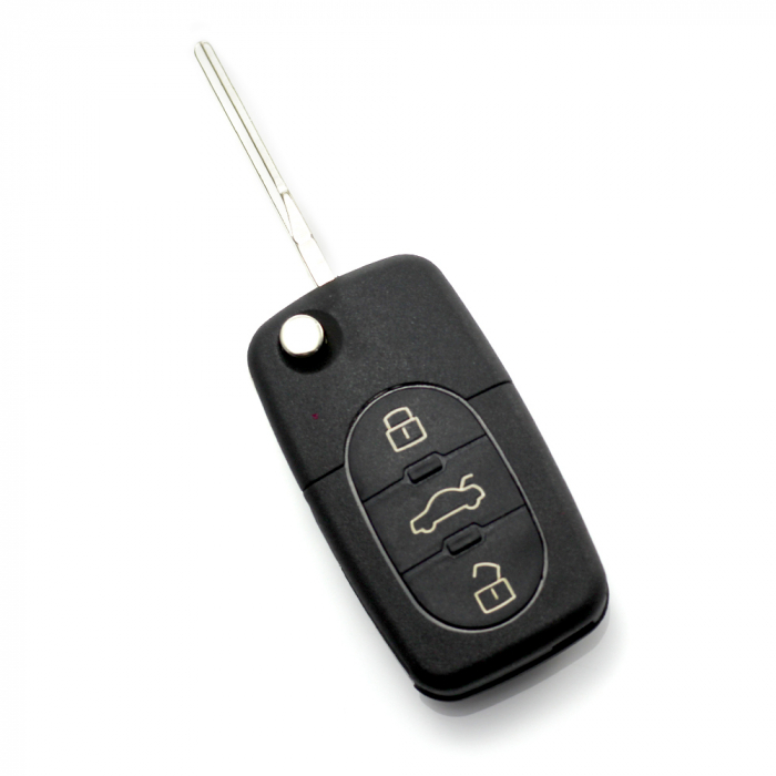 Audi - carcasa cheie tip briceag cu 3+1 butoane (1 buton de panica) si baterie 1616 - CARGUARD