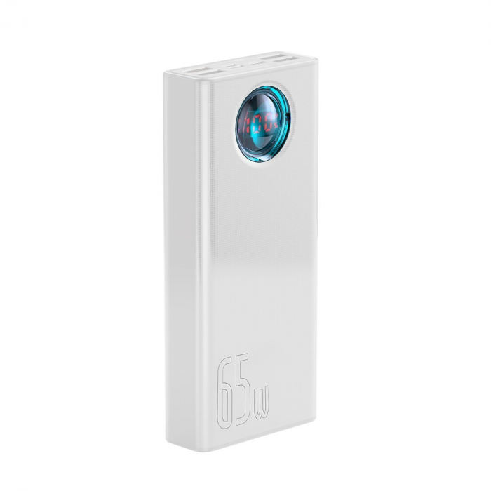 Baterie externa Powerbank cu afisaj digital BASEUS Amblight, 30000mAh, QC 3.0, PD, 3A, 65W (alb) PPLG-A02 [2]
