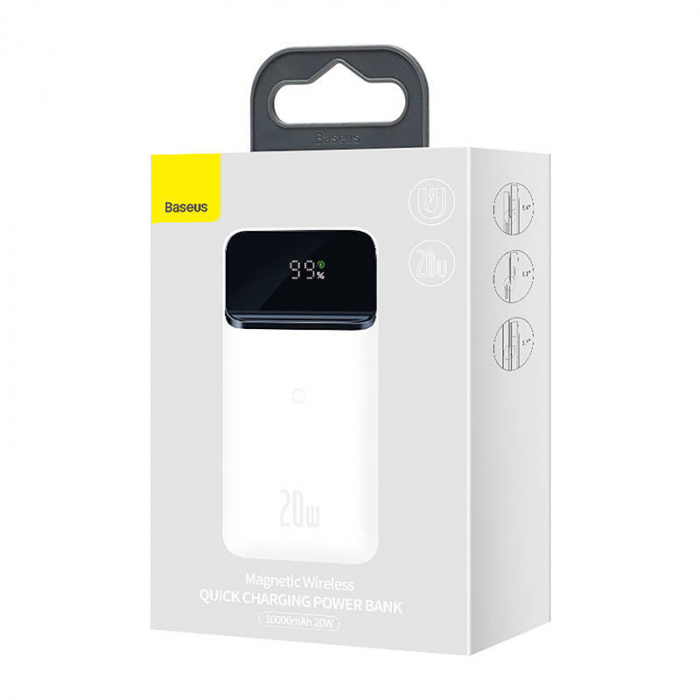 Baterie externa Powerbank cu afisaj digital BASEUS Magnetic 10000mAh 20W (alb) PPCX010102 [5]