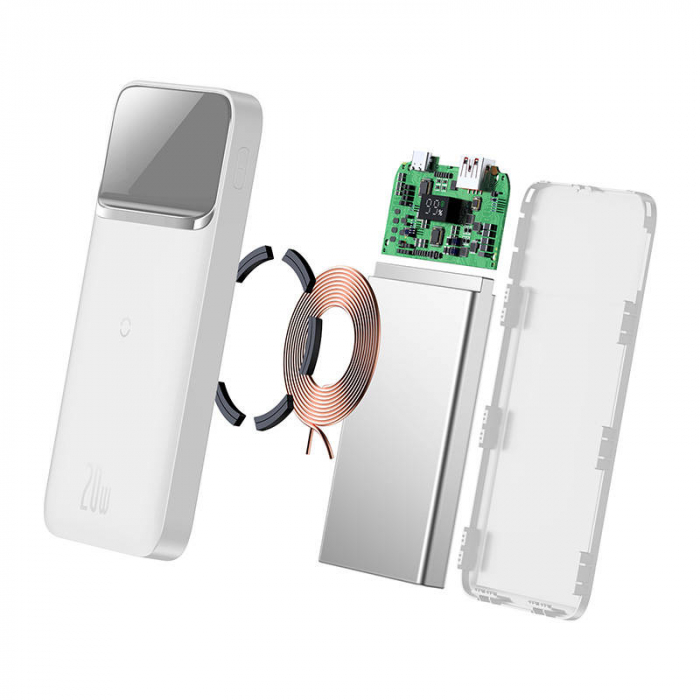 Baterie externa Powerbank cu afisaj digital BASEUS Magnetic 10000mAh 20W (alb) PPCX010102 [2]