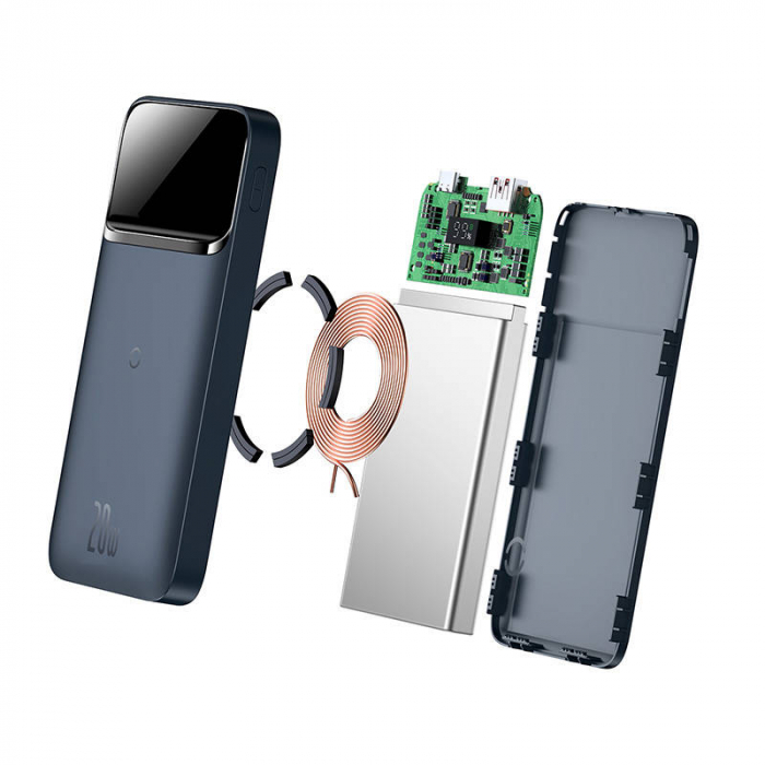 Baterie externa Powerbank cu afisaj digital BASEUS Magnetic 10000mAh 20W (albastru) PPCX010103 [2]