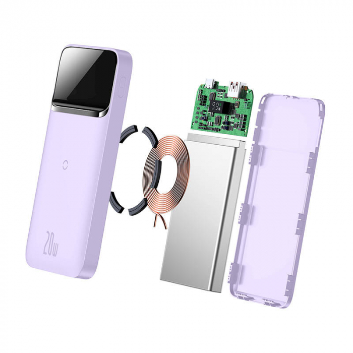 Baterie externa Powerbank cu afisaj digital BASEUS Magnetic 10000mAh 20W (violet) PPCX010105 [2]