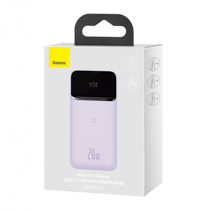 Baterie externa Powerbank cu afisaj digital BASEUS Magnetic 10000mAh 20W (violet) PPCX010105 [5]