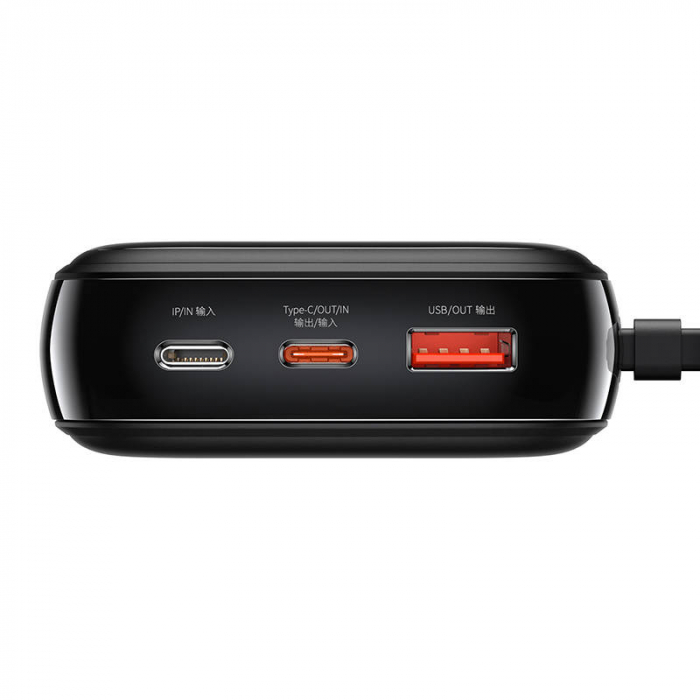 Baterie externa PowerBank cu afișaj digital BASEUS Q 20000mAh, IP, USB, USB-C, 22,5 W cu cablu tip C (negru) PPQD-I01 [5]
