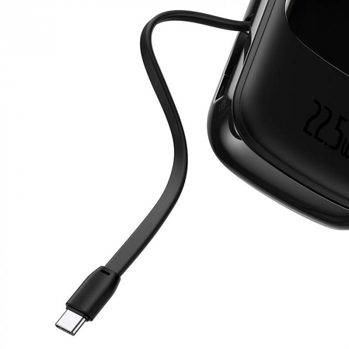 Baterie externa PowerBank cu afișaj digital BASEUS Q 20000mAh, IP, USB, USB-C, 22,5 W cu cablu tip C (negru) PPQD-I01 [4]