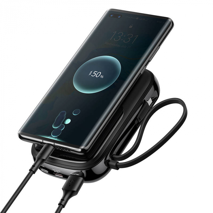 Baterie externa PowerBank cu afișaj digital BASEUS Q 20000mAh, IP, USB, USB-C, 22,5 W cu cablu tip C (negru) PPQD-I01 [3]