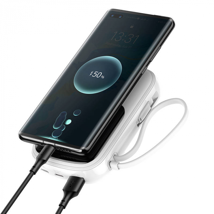 Baterie externa PowerBank cu afișaj digital BASEUS Q 20000mAh, IP, USB, USB-C, 22,5 W cu cablu tip C (alb) PPQD-I02 [8]