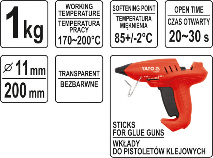 Batoane silicon YATO, pentru pistol lipit, 1 kg [3]