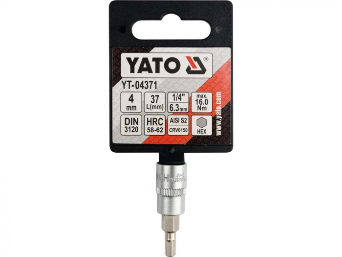 BIT HEXAGONAL 4 , CU ADAPTOR 1/4", 37MM YATO [3]